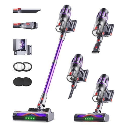 Zemmio Akku Staubsauger Kabellos 80Min 650W 55KPa, Staubsauger Kabellos mit 1,8L Großer Staubbecher, mit Display& Anti-Tangle-Bürste, Selbststehend, für Hausgebrauch Hartböden Teppiche