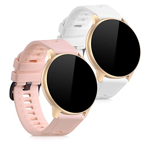 kwmobile 2x Straps for AGPTEK LW11 Watch Strap - Silicone Replacement Watch Strap Set - Replacement Bands Dusty Pink/White