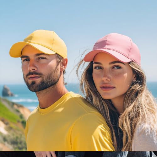 Image of 12 Pack Seamless Baseball Caps Wholesale Bulk - No Center Seam, DIY Friendly, Adjustable Breathable Lightweight for Men Women