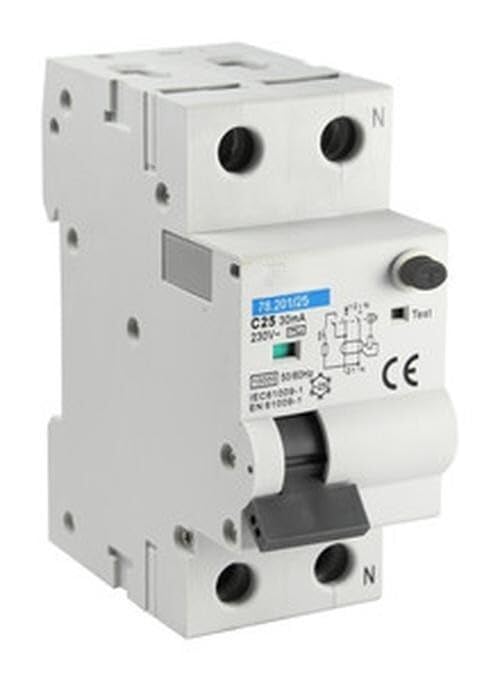 Interruptor diferencial - 1 polo y neutro, 40A, 30mA, 6kA, protege contra sobrecargas y fugas eléctricas, ideal para seguridad eléctrica en casa