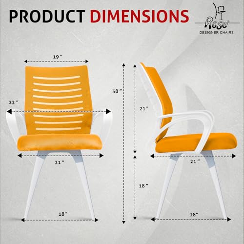 Image of ROSE Elite | 3 Years Brand Warranty | Ergonomic Office Chair, Study, WFH, Revolving, Rolling, Desk, Task, Laptop, Student Chair (White & Orange, Elite MB Reception)