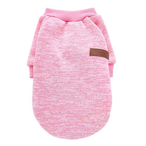Image of Pet Dog Classic Knitwear Sweater Warm Winter Puppy Pet Coat Soft Sweater Clothing for Small Dogs (M, Pink)