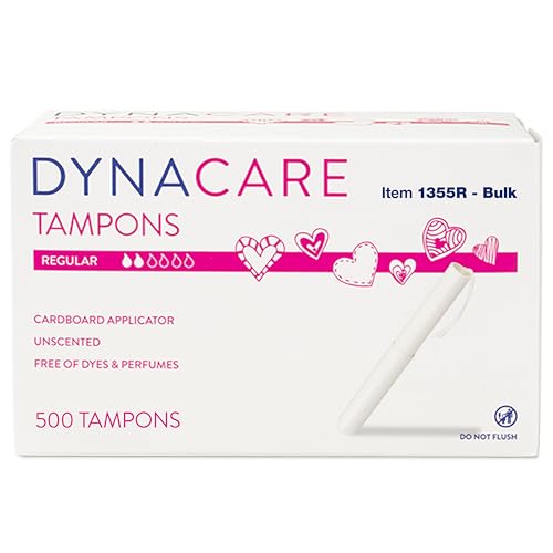Image of Dynarex Regular Tampons - Feminine Hygiene Product in Cardboard Tubes for Restroom Vending and Dispenser Machines - 6 Hours Protection 500Pcs. Per Box