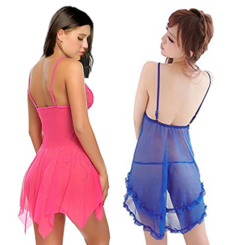 Image of Net Lace Women`s Babydoll Lingerie Dress for Honeymoon Night S-3XL
