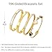 Women's 18K Gold Plated Stainless Steel Bracelet Set (6cm/2.3inch) - Waterproof Delicate Stackable Bangle Set with Mother of Pearl, Heart Design & Cubic Zirconia for Women Jewelry Gifts (4pcs Bracelet Set A)