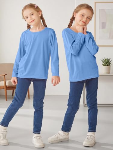 Image of Cooraby 5 Pack Girls Long Sleeve Tees Girls' Soft T-Shirts Kids Basic Crewneck T-Shirts Top for Teen Youth Girls, 2T-16Y