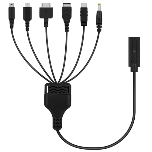 VANPARK Cable de alimentación 6 en 1 tipo C para Nin-tendo New 3DS, 3DS, New 3DS XL, 2DS, DS Lite, DSi, NDS, Wii U, PSP 1000/2000/3000, PSV1000