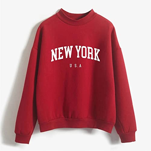 Women's Autumn Winter Sweatshirt O Neck Pullover New York Letter Print Long Sleeve Teen Girls Basic Sweatshirt School Juniors Tops - Image 4