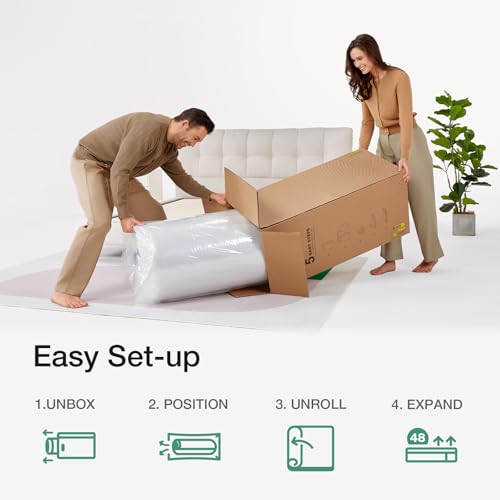 Novill 6/8 Inch Foam and Spring Hybrid Mattress, Queen Mattress in a Box, Medium Support, CertiPUR-US Certified Foam & Steel Coils, Durable Design, Guest and Youth Bedroom, Eco-Friendly Packaging