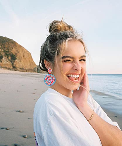 4 Pairs Beaded Earrings for Women Boho Geometric Beaded Dangle Earrings Statement Pineapple Flower Drop Earrings Colorful Summer Earrings Set Jewelry Gift2