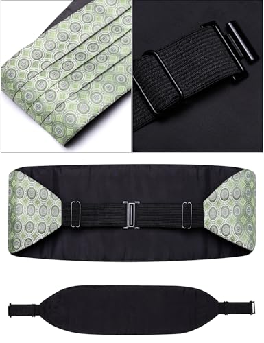 Image of Paisley Floral Tuxedo Cummerbund Bow Tie Pocket Square Set for Men | 3-piece set:cummerbund,bow tie&pocket square.Adjustable back for comfort.Silk blend,wedding,proms,black tie&formal events.