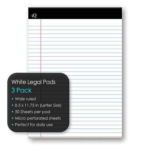 iScholar Blocos iQ Ofício, branco, pautado largo, 21,6 cm x 29,8 cm, 50 folhas por bloco, pacote com