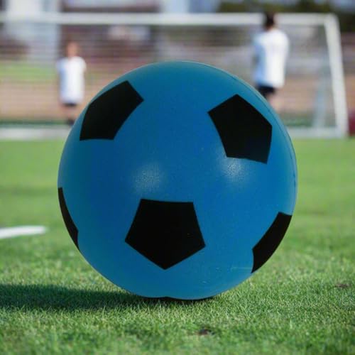 HTI Fun Sport Schaumstoff-Fußbälle | Weiche, sichere Schaumstoffbälle für Indoor & Outdoor | Langlebig, leicht & ideal für Kinder & Erwachsene | Spaß für alle Altersgruppen | 19,4 cm (1 Blau)