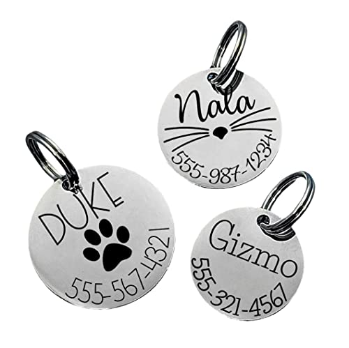 Pet ID Tag Custom Engraved Circle - Choose your font - Choose your design - 3 different sizes!