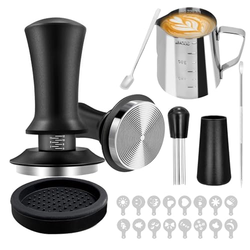MeYuxg Juego de 22 Accesorios Cafe para Espresso, Incluye Tampón de 51 mm, Herramienta Wdt, Alfombrilla para Prensar, Cuchara Agitadora, Jarra de espuma,Kit Barista,Ideal para Uso Doméstico, Regalos