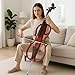 4/4 Full-Size Electric Cello Set – Professional Kit with Bag, Bow, Headphones & Cable for Beginners & Adults (Natural Wood Finish)