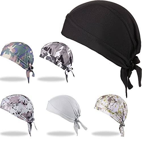 6 Pieces Do Rags Sweat Wicking Beanie Cooling Durags Skull Cap Motorcycle Head Wrap Bandana for Men Women
