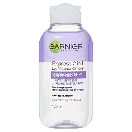 Garnier Skin Active 2in1 Eye Make Up Remover 125ml Suitable For Waterproof Makeup Gentle On Eyes & Eyelashes Use With Reusable Micellar Eco Pads