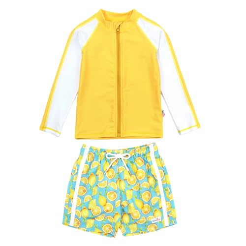 Image of SwimZip Boys' Long Sleeve Rash Guard & Swim Shorts Set - UPF 50+ Sun Protection