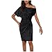 One Shoulder Sequin Dress for Women Sparkly Bodycon Cocktail Knot Party Dresses Ruched Fashion Formal Evening Gowns S-2XL Black