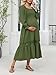 CUPSHE Women's Maternity Maxi Dresses Square Neck Smocked Baby Shower Long Sleeve Ruffled Fashion Casual Fall Pregnancy Dress Olive Green, S