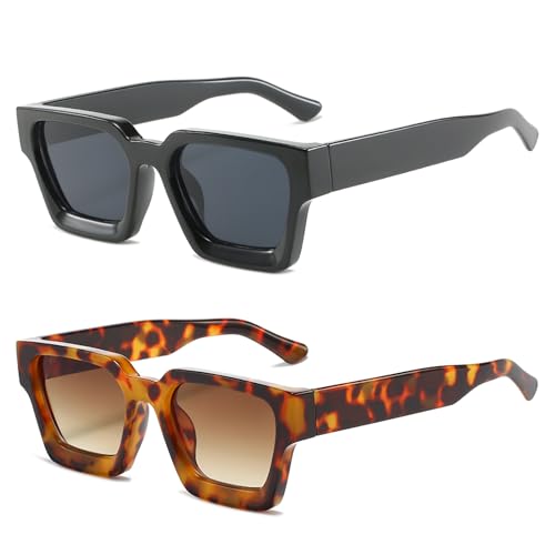 Solares Hombre, Toy ASHOWIN Lentes de Sol cuadradas para mujer Hombres Gafas de sol cuadradas de montura gruesa Retro Chunky Rectangle Shades