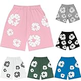 Shorts Herren Sommer Blume Unisex Y2K Hip Hop Strandshorts mit Taschen Kurze...