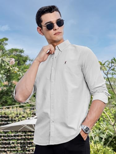 Image of Thomas Scott Men's Cricket Club Collection Classic Regular Fit Twill Shirt | 100% Cotton Long Sleeve Solid Shirt with Button Down Collar (Available in Plus Size)