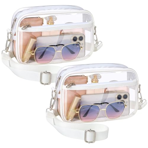 Image of PACKISM Clear Bag for Stadium Events - Small Clear Purse Crossbody Bag | Adjustable Wide Strap, 2 Easy Access Pockets, Thick 0.5mm PVC, for Sports Game Day Concerts Festival, Women Clear Stadium Bag