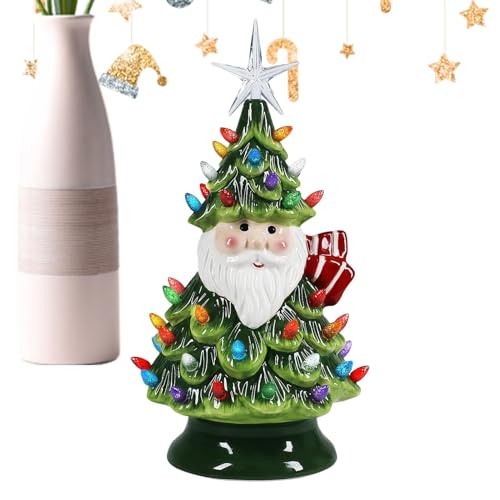 Luz nocturna de Navidad, luz nocturna vintage para árbol de Navidad, luz nocturna decorativa para árbol de Navidad con bombillas multicolor, luces nocturnas navideñas de 6.3 pulgadas para decoración