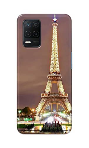 Image of PRINTFIDAA Lovers Famous Place Eiffel Tower in Paris Printed Designer Hard Case for Realme 8 5G / Realme Narzo 30 5G / Realme 8S 5G / Realme V13 5G Back Cover -(e) RPM1009