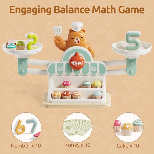 Image of BRIGHT BUDGET Math Game for Kids, STEM Toys for 3 Year Old Girls, Kids Gifts, Balance Counting Toys, Educational Learning Toys