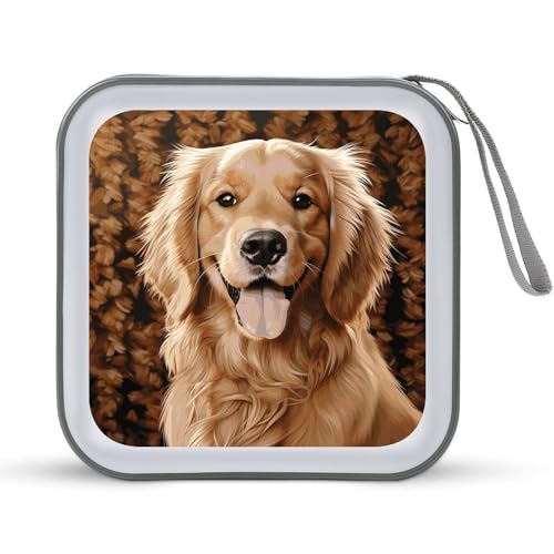 Classeur CD portable pour voyage et voiture motif Golden Retriever mignon