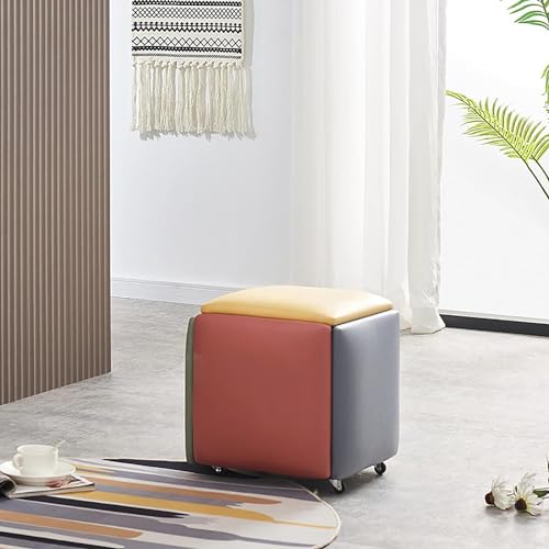 Catálogo para Comprar On-line Conjuntos de muebles disponible en línea. 42 MDWUGZSY Taburete, Silla Cubo Nido 5 en 1 - Taburete Apilable con Reposapiés Plegable con Ruedas - Versátil Conjunto de Muebles de Salón Y Comedor con Asiento de Piel Sintética...
