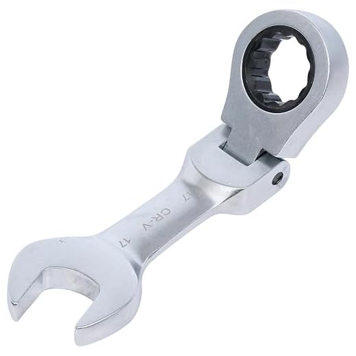 BGS 6917 | Ratschenring-Maulschlüssel | kurz | 130 mm | abwinkelbar | SW 17 mm | Ratschenschlüssel feinverzahnt, CV-Stahl 7 BGS 6917 | Ratschenring-Maulschlüssel | kurz | 130 mm | abwinkelbar | SW 17 mm | Ratschenschlüssel feinverzahnt, CV-Stahl