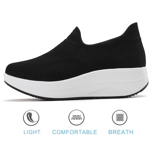 Image of RUIDENG Loafers for Women Comfortable | Women's Walking Shoes Everyday Working | 2 Inch Rocker Bottom