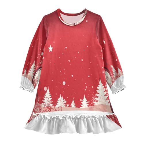 Bolaz Nightgowns Sleepwear Lightweight Nightdress Soft Pajamas Dress Christmas Trees for 3-10 Years