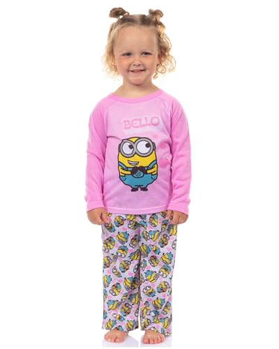 Despicable Me Girls' Minions Bello Hearts Sleep Lounge Pajama Shirt and Pants Set