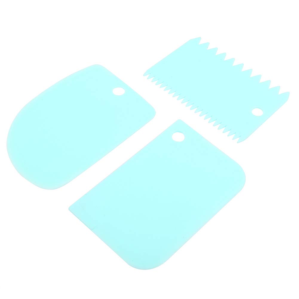 Dough Scraper, 3Pcs Cream Cake Baking Scrapers Cream Spatulas Pastry Tools Soft Pastry Scraper Kitchen Plastic Fondant Icing, Cookies(BLUE)