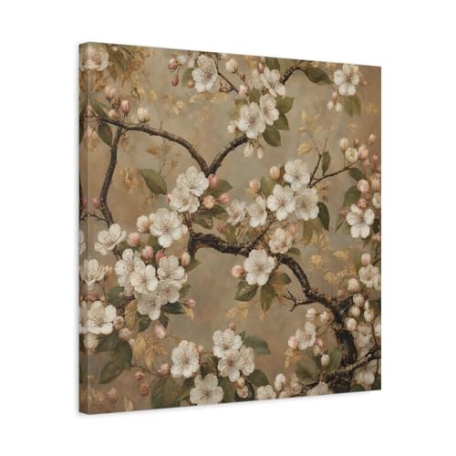 Tableau cerisier en fleurs style vintage toile canvas premium 50x50cm
