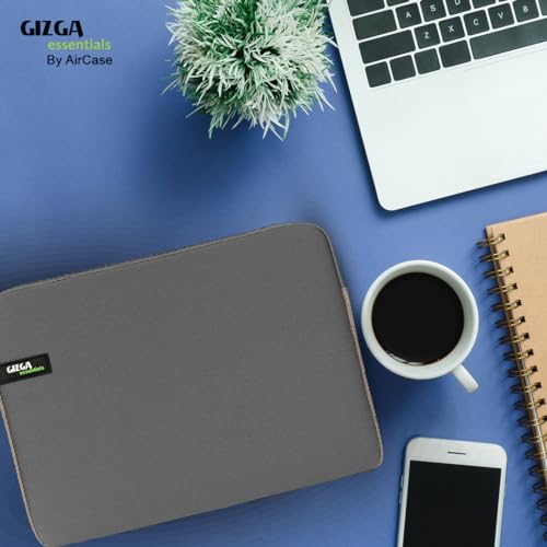 Image of AirCase Gizga Protective Laptop Bag Sleeve fits Upto 14.1 inch Laptop /MacBook, Wrinkle Free, Padded, Waterproof Light Neoprene case Cover Pouch, for Men & Women, Grey- 6 Months Warranty