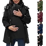 Baby Wearing Winter Jackets Coat,Maternity 3 In 1 Baby Wearing Carrier Jackets Thicken Quilted Lined Warm Hooded Outwear Puffer Down Jacket Parka With Pockets Black,L