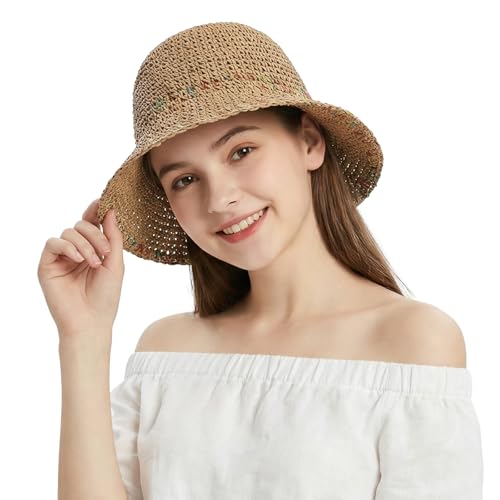 Chapeau pliable femme en paille contre les coups de soleil plage