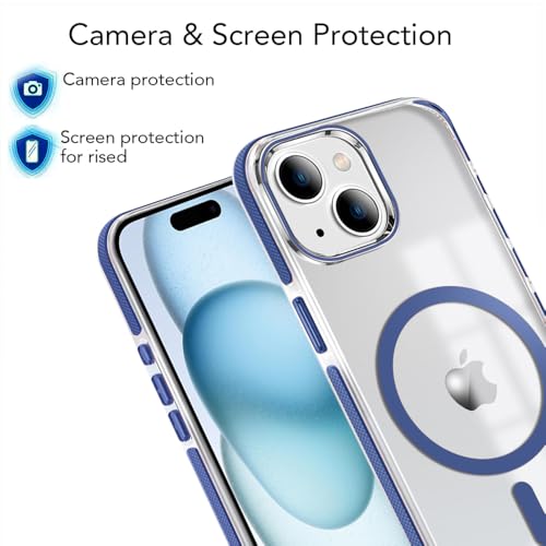 Image of MINTZZ ️ for iPhone 14 Case, Compatible with MagSafe, Military-Grade Protection, Yellowing Resistant, Scratch-Resistant TPU Back, Magnetic Phone Case (Navy Blue, iPhone 14)