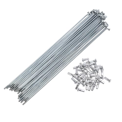 A ABSOPRO 38 Set 12G Bicycle Spokes 220mm Bike Wheel Spokes Carbon Steel Galvanized Silver Tone