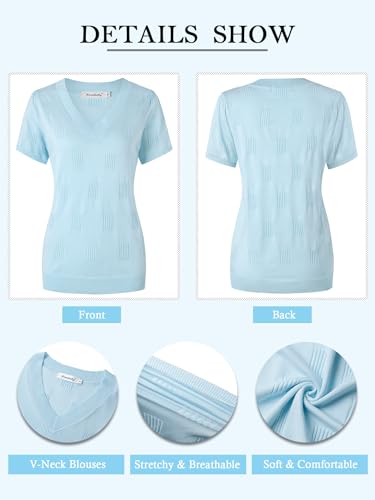 Image of Ninedaily Women's Tops Short Sleeve Sweater Knit T-Shirts Dressy Casual Blouses