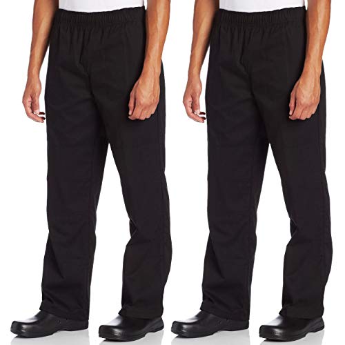 Chef Code 2-Pack Men's Double Knee Baggy Chef Pant (Black, X-Large)