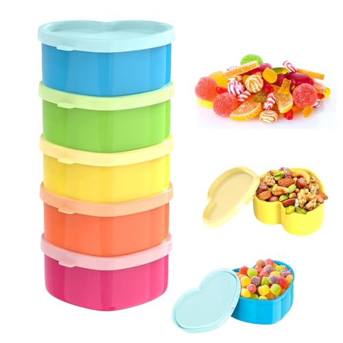 5er-Set Kleine Dosen Mit Deckel Plastik,Gefrierdosen Klein Vorratsdosen Set Frischhaltedosen Klein Dosen Deckel Kunststoff Gefrierdosen Vorratsdosen Set Plastikdosen Mit für Soßen Dips（Herzform）