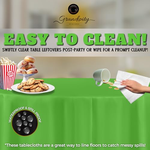 Image of Grandipity Plastic Table Cloth Disposable 12 Pack 84 inch Round Lime Green | Plastic table covers, durable disposable tablecloths, fade and tear-resistent table cover for party, event
