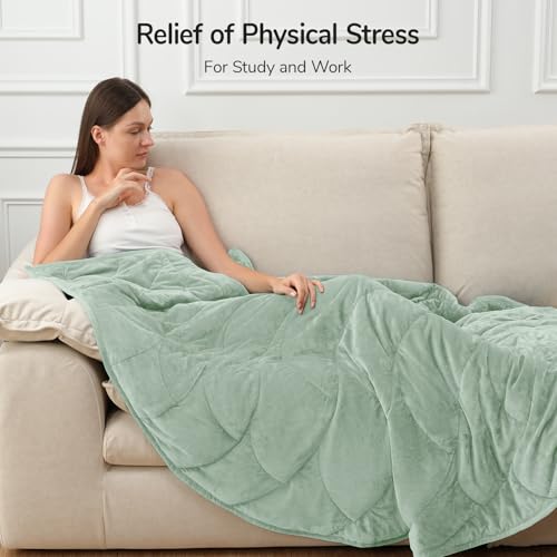 Image of Kaisa Weighted Blanket for Adults (10 lbs,60 inch x 78 inch), Soft Heavy Blanket Machine Washable, Queen Size Weighted Blankets with Glass Beads for Couch and Bed, Sage Green